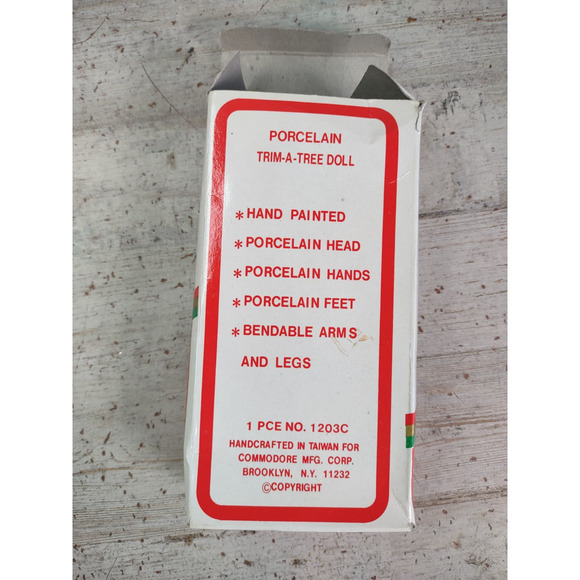 Vintage Porcelain Trim-A-Tree Doll Christmas Ornament Blonde Commodore w/ Box - Picture 5 of 6